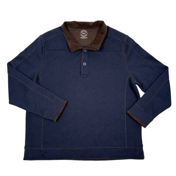 Carbon 2‎ Cobalt Sweater Mens Size 2XL Navy Blue Pullover Henley Button Knit - Picture 1 of 8